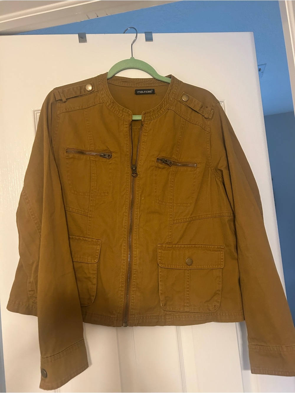 Maurices Woman's Gold-Tan Zip-Front Military Field Jacket